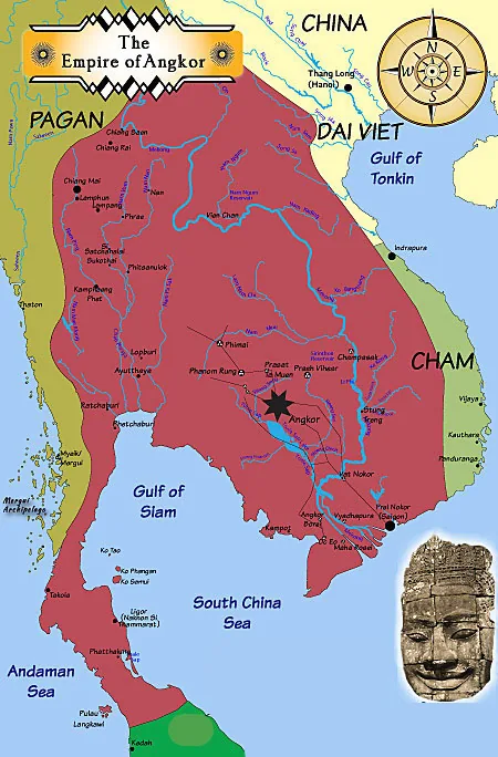 mappa che mostra l'estensione dell'Impero Khmer