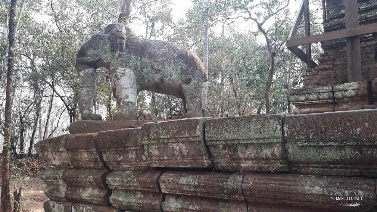 Statua elefante tempio Koh Ker