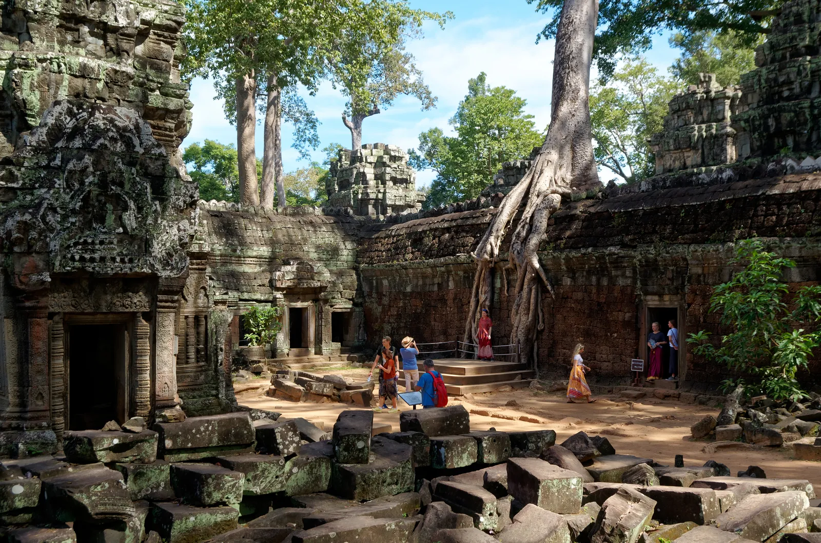 Le radici secolari abbracciano le mura di Ta Prohm Le radici degli alberi avvolgono le mura del tempio di Ta Prohm ad Angkor, Cambogia